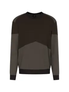 Свитер с цветными блоками Armani Exchange, коричневый