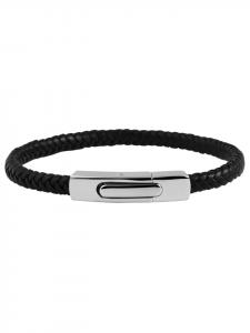 Adeliás Браслет унисекс - кожаный браслет, 21,5 см, черный