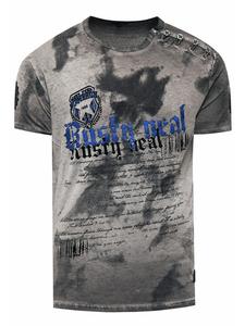 Выцветшая футболка с логотипом и планкой на пуговицах антрацитового цвета Rusty Neal