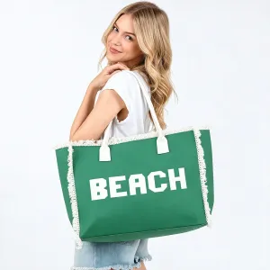 Пляжная сумка-тоут с вышитой бахромой и надписью "Пляж" Fashnzfab