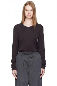 Lemaire Черная ребристая футболка с длинными рукавами