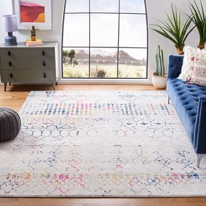 Ковер SAFAVIEH, 275 x 366 см, коллекции Tulum, Ivory & Blue, марокканский бохо дистресс дизайн, не линяет и прост в уходе, идеален для помещений с высокой проходимостью в гостиной, спальне (TUL229C)