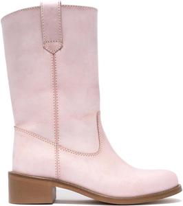 Короткие ковбойские ботинки для женщин, ковбойские полусапожки с низким массивным каблуком, западные ботильоны до щиколотки, с круглым носком, широкие по голени, осенние ботинки ZodyBoer, Pink