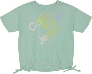 Футболка с короткими рукавами и логотипом Calvin Klein для девочек, завязывающейся спереди и без этикетки внутри, Honeydew Gradient