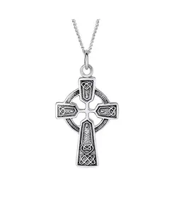 Ожерелье с подвеской в виде кельтского креста в стиле викингов, стерлинговое серебро Bling Jewelry, grey