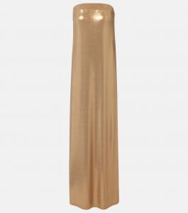 Бесплечее платье из ламе Norma Kamali, золотой