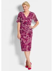 GOLDNER Маленький размер: Сетчатое платье-халат с цветочным узором розового цвета / узорчатого рисунка