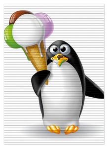 Коврик для душа Wallario, нескользящий коврик, коврик для ванной, коврик для двери, милый пингвин-мороженое, размер примерно 70 х 50 см, белый