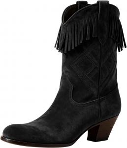 Женские ботинки FOWT с круглым носком, средней высоты, с кисточкой, на массивном низком каблуке, на молнии, повседневные ковбойские ботинки для осени и зимы, размеры 4-16 US, Black