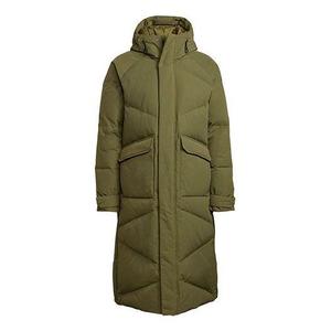 Пуховик Men's adidas Shoulder Logo Outdoor Mid-Length Hooded With Down Feather Green Jacket, зеленый