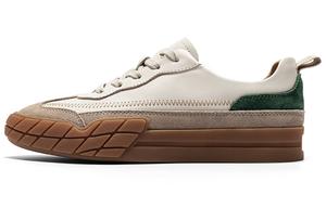 Низкие спортивные повседневные кроссовки женские бежево-зеленые Q.VONTON