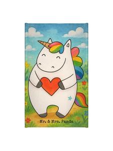 Mr. & Mrs. Panda Гостевое полотенце с изображением единорога и сердечка, без надписи, белого цвета
