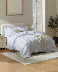 Роскошный мягкий комплект постельного белья с защипами, 7 предметов, размер Queen Nestl, White