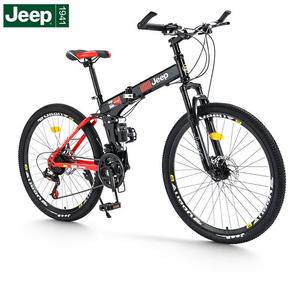 Складной горный велосипед Jeep 27-скоростной амортизирующий, черный/красный