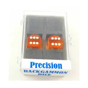 Желтые прозрачные прецизионные кости для нард d6, 16 мм, с белыми шипами (2), Dice - Backgammon