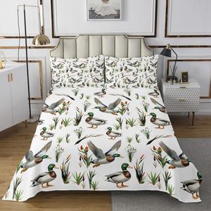Erosebridal Комплект постельного белья Mallard Quilt Set с принтом диких уток в деревенском стиле, Green