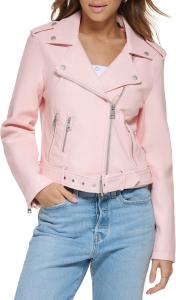 Женская куртка-косуха Levi's из искусственной кожи с поясом, светло-розовый