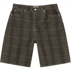 Большие шорты из холщовой ткани в клетку Stussy, оливково-зеленый