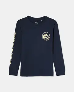 Детская футболка с длинным рукавом и принтом на рукаве Kids El Corte Inglés, синий