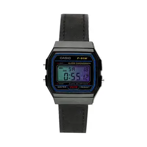 CASIO Ретро серия кварцевый механизм натуральный кожаный ремешок унисекс черный циферблат часы