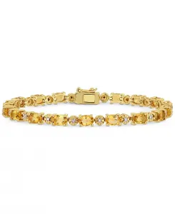 Браслет из 18-каратного позолоченного серебра с цитрином (8-1/10 карата) и бриллиантами Macy'S, citrine