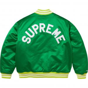 Supreme Сатиновая бейсбольная куртка, Green/Green
