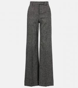 Высокие брюки-клеш из шерстяной смеси Valentino, Avorio/Nero