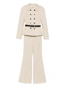 Комбинезон с поясом и двубортной застежкой Self-Portrait, нейтральный