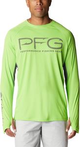 Мужская футболка Columbia Terminal Tackle Vent с длинным рукавом, Green Mamba/City Grey