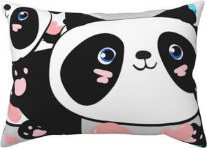 Pevtufa Наволочка Panda Cute с розовым принтом в виде сердечек и конвертной застежкой Panda Cute Pink Hearts