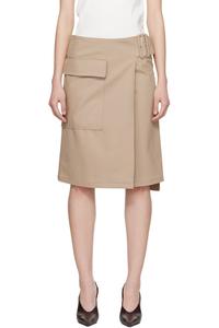 Хлопковая юбка миди с пряжкой в стиле милитари Courrèges, бежевый