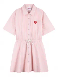 Платье в полоску с аппликацией Hugo Kids, розовый