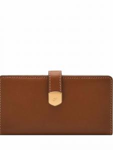Женский кожаный складной кошелек Fossil коричневого цвета SL10036200