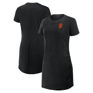 Женское черное платье-футболка San Francisco Giants с драпировкой и сборками Fanatics