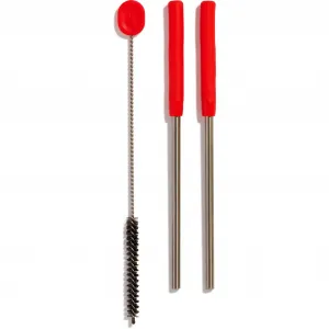 Трубочки для питья Hydro Flask «Goji», (набор, 3 шт.), из нержавеющей стали, красный/серебряный