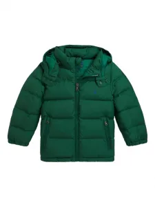 Пуховик с капюшоном POLO RALPH LAUREN KIDS, зеленый