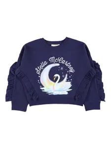 Толстовка с оборками и графичным принтом Stella Mccartney Kids, синий