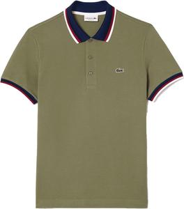 Мужская поло-рубашка Lacoste (Lacoste) из трикотажа пике с цветной окантовкой, хаки