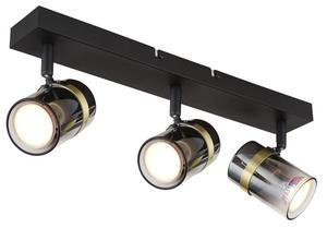 Прожектор Globo Lighting металл черный матовый, стекло дымчатое, прозрачный градиент, металл цвета латуни матовый, ДхШхВ: 410х60х125мм, без 3х GU10 8Вт 230В