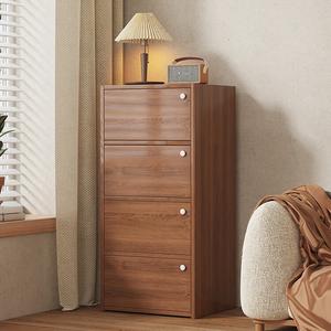 Lanyu Комод 40х30х103 см для спальни из массива дерева, 5 ящиков, 4 полки, цвет walnut