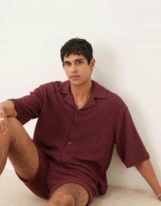 Рубашка свободного кроя с короткими рукавами от ASOS DESIGN бордового цвета