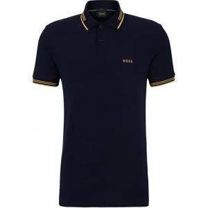 Футболка поло с принтом логотипа HUGO BOSS, морской синий