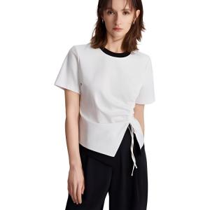 ELLE Футболка женская белая с круглым вырезом умеренно прямого кроя