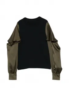 Блузка с оборками и длинными рукавами Sacai, синий