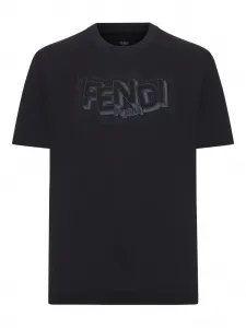 Футболка с графической вышивкой Fendi, черный