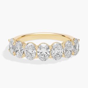 Кольцо с семью овальными лабораторными бриллиантами из 14-каратного желтого золота (3 карата, двойной цвет - FG / VS2-SI1) Blue Nile