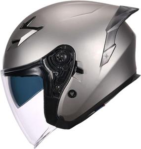 Мотоциклетные полушлемы для взрослых, одобренные DOT/ECE, ретро-шлем-«реактивный» с двойным визором, винтажные мотоциклетные шлемы с открытой лицевой частью (3/4) для круизеров, скутеров и туристических поездок EFEMIR, L