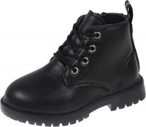 Мальчики Девочки Водонепроницаемые Ботинки на шнуровке с боковой молнией до щиколотки для улицы, военные, школьные, тактические боевые (для малышей/маленьких детей) VINIGIAGIA, Black