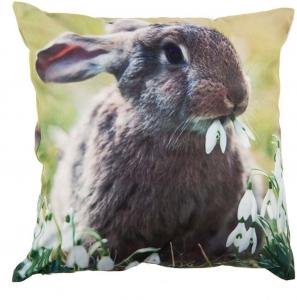 Чехол на подушку Clayre & Eef 45x45 см Зеленый Коричневый Полиэстер Квадратный Кролик Clayre&Eef