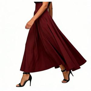 Женская элегантная юбка макси на высокой талии с карманами Seoria, Wine Red